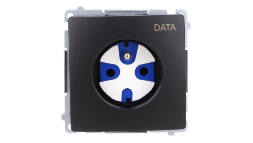 Simon Basic Gniazdo wtyczkowe DATA z uziemieniem i kluczem uprawniającym (moduł) 16A, 250V, zaciski śrubowe czarny BMGD1.01/49