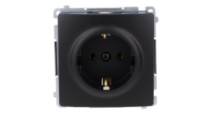 Simon Basic Gniazdo wtyczkowe z uziemieniem Schuko (moduł) 16A, 250V, zaciski śrubowe czarny BMGSZ1.01/49