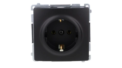 Simon Basic Gniazdo wtyczkowe z uziemieniem Schuko (moduł) 16A, 250V, zaciski śrubowe czarny BMGSZ1.01/49
