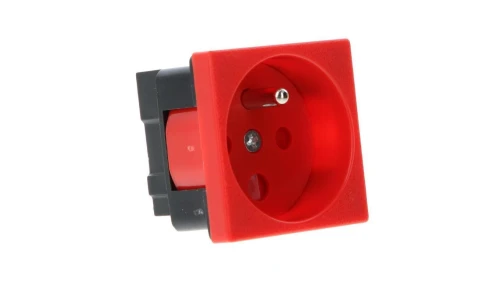 Gniazdo elektryczne 45x45 z kluczem, czerwone - 2P+Z PZ01