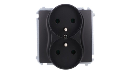 Simon Basic Gniazdo wtyczkowe podwójne z uziemieniem (moduł),16A, 250V, zaciski śrubowe czarny BMGZ2M.01/49