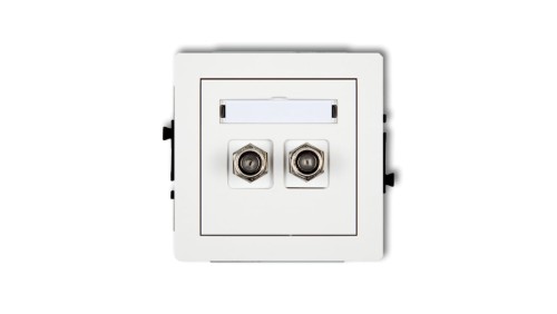 DECO Mechanizm gniazda antenowego podwójnego typu F (SAT) niklowany, biały mat 25DGF-2