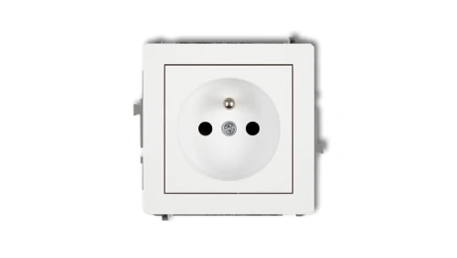 DECO Mechanizm gniazda pojedynczego z uziemieniem 2P+Z (przesłony torów prądowych), biały mat 25DGP-1zp