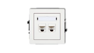 DECO Mechanizm gniazda komputerowego podwójnego 2xRJ45, kat. 5e, 8-stykowy, biały mat 25DGK-2