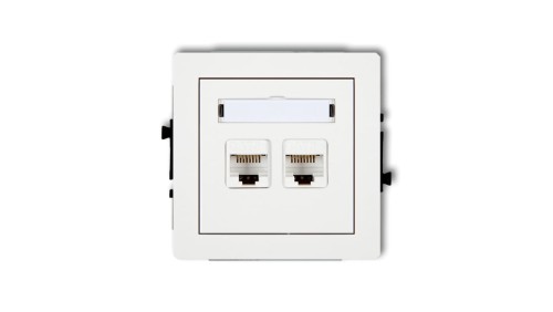 DECO Mechanizm gniazda komputerowego podwójnego 2xRJ45, kat. 5e, 8-stykowy, biały mat 25DGK-2