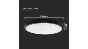 Plafoniera LED 24W 2400lm 4000K IP44 Okrągła fi295 Mleczny Czarna Ramka z mikrofalowym czujnikiem ruchu 7670