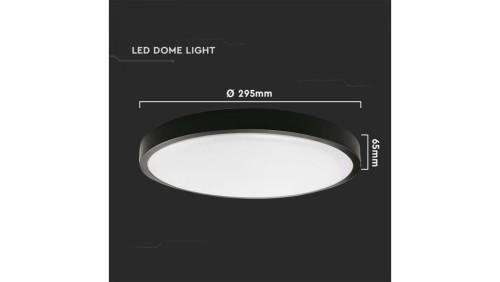 Plafoniera LED 24W 2400lm 4000K IP44 Okrągła fi295 Mleczny Czarna Ramka z mikrofalowym czujnikiem ruchu 7670