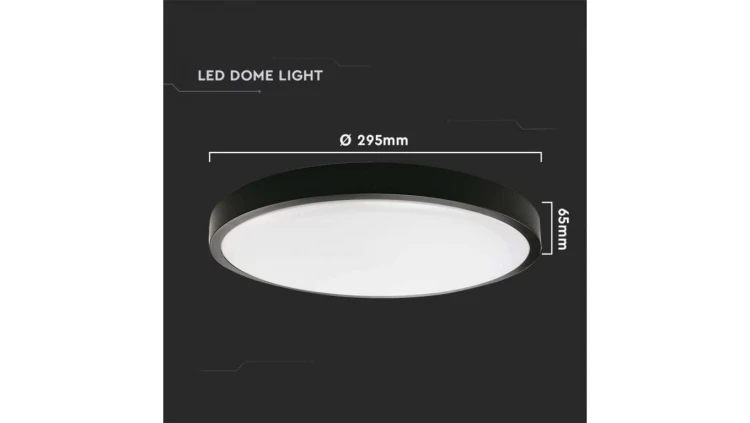 Plafoniera LED 24W 2400lm 4000K IP44 Okrągła fi295 Mleczny Czarna Ramka z mikrofalowym czujnikiem ruchu 7670