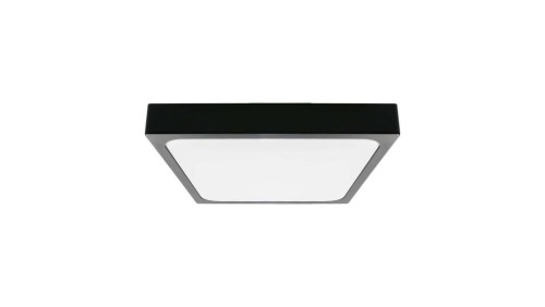 Plafoniera LED 24W 2400lm 4000K IP44 Kwadrat Mleczny Czarna Ramka z mikrofalowym czujnikiem ruchu 7673