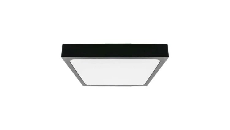 Plafoniera LED 24W 2400lm 4000K IP44 Kwadrat Mleczny Czarna Ramka z mikrofalowym czujnikiem ruchu 7673