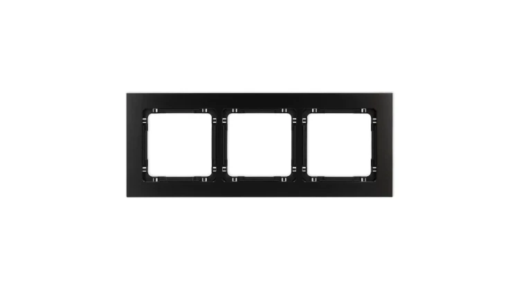 DECO Ramka uniwersalna potrójna - aluminium szczotkowane (ramka: czarna spód: czarny) 12-12-DRA-3