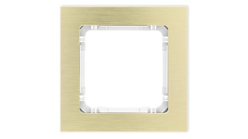DECO Ramka uniwersalna pojedyncza - aluminium szczotkowane (ramka: kolor mosiężny spód: biały) 8-0-DRA-1