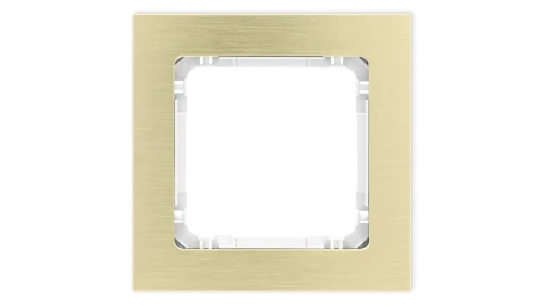 DECO Ramka uniwersalna pojedyncza - aluminium szczotkowane (ramka: kolor mosiężny spód: biały) 8-0-DRA-1