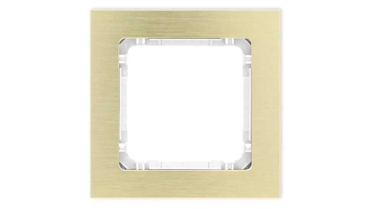 DECO Ramka uniwersalna pojedyncza - aluminium szczotkowane (ramka: kolor mosiężny spód: biały) 8-0-DRA-1