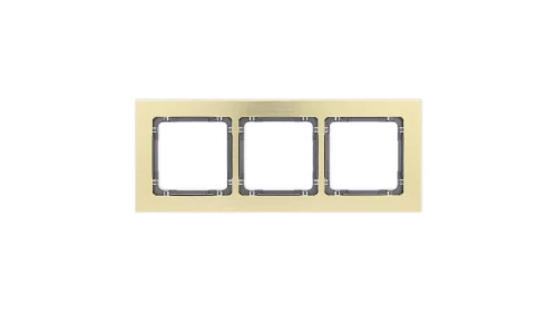 DECO Ramka uniwersalna potrójna - aluminium szczotkowane (ramka: kolor mosiężny spód: grafitowy) 8-11-DRA-3