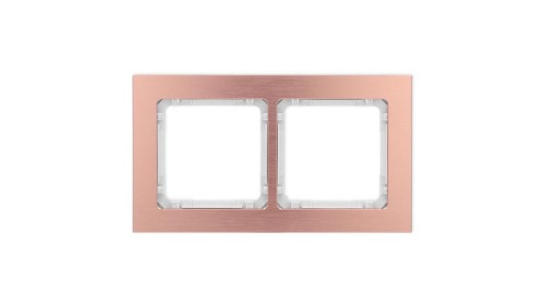DECO Ramka uniwersalna podwójna - aluminium szczotkowane (ramka: kolor miedziany spód: biały) 9-0-DRA-2