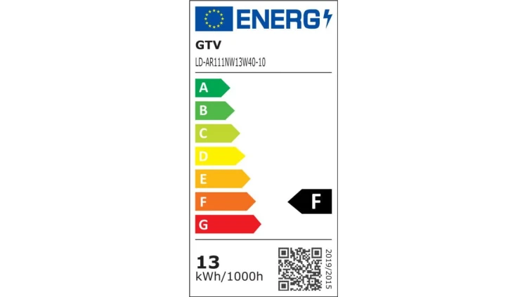 Żarówka LED G53 AR111 12,5W 1250lm 4000K DC12V 40st. czarny LD-AR111NW13W40-10