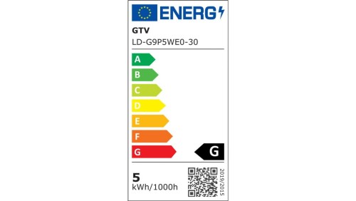 Żarówka LED G9 5W 400lm 3000K AC220-240V 360st. LD-G9P5WE0-30