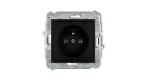 ICON Mechanizm gniazda pojedynczego z uziemieniem 2P+Z (bez przesłon torów prądowych) czarny mat 12IGP-1z