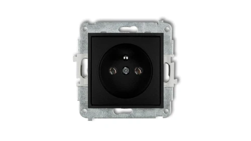 ICON Mechanizm gniazda pojedynczego z uziemieniem 2P+Z (bez przesłon torów prądowych) czarny mat 12IGP-1z
