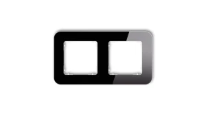 ICON Ramka uniwersalna podwójna zaokrąglona - efekt szkła (ramka: czarna spód: biały) 12-0-IRSZ-2