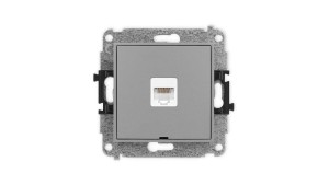 ICON Mechanizm gniazda komputerowego pojedynczego 1xRJ45, kat. 5e, 8-stykowy, bez pola opisowego szary mat 27IGKBO-1