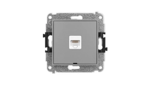 ICON Mechanizm gniazda komputerowego pojedynczego 1xRJ45, kat. 5e, 8-stykowy, bez pola opisowego szary mat 27IGKBO-1