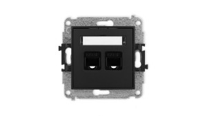 ICON Mechanizm gniazda komputerowego podwójnego 2xRJ45, kat. 5e, 8-stykowy czarny mat 12IGK-2