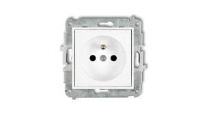 ICON Mechanizm gniazda pojedynczego z uziemieniem 2P+Z (przesłony torów prądowych) biały mat 25IGP-1zp