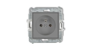 ICON Mechanizm gniazda pojedynczego z uziemieniem 2P+Z (bez przesłon torów prądowych) szary mat 27IGP-1z