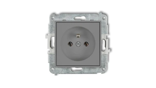 ICON Mechanizm gniazda pojedynczego z uziemieniem 2P+Z (bez przesłon torów prądowych) szary mat 27IGP-1z