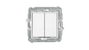 ICON Mechanizm łącznika zwiernego, świecznikowego (dwa klawisze bez piktogramów, wspólne zasilanie) biały mat 25IWP-44.1