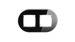 ICON Ramka uniwersalna podwójna okrągła - efekt szkła (ramka: czarna spód: czarny) 12-12-IRSO-2