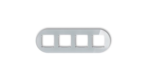 ICON Ramka uniwersalna poczwórna okrągła - efekt szkła (ramka: szara spód: biały) 15-0-IRSO-4