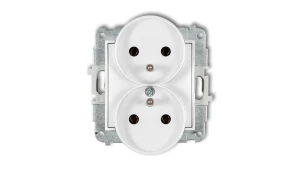 ICON Mechanizm gniazda podwójnego do ramki z uziemieniem 2x(2P+Z) (bez przesłon torów prądowych) biały mat 25IGPR-2z