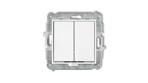 ICON Mechanizm łącznika podwójnego schodowego (dwa klawisze bez piktogramów) biały IWP-33.1