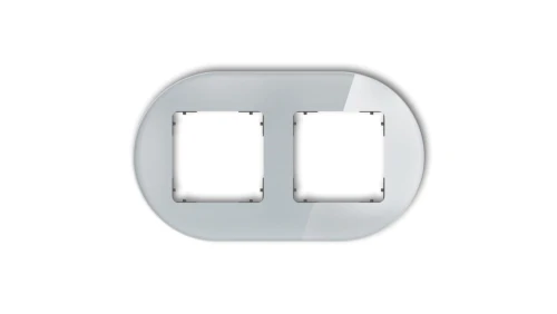 ICON Ramka uniwersalna podwójna okrągła - efekt szkła (ramka: szara spód: grafitowy mat) 15-28-IRSO-2