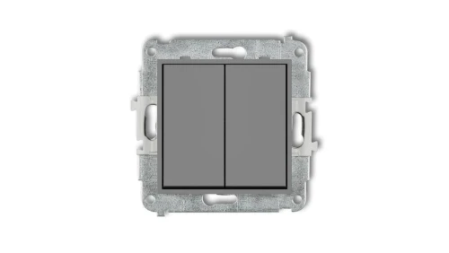 ICON Mechanizm łącznika zwiernego, dwubiegunowego (dwa klawisze bez piktogramów, osobne zasilanie) szary mat 27IWP-44.2
