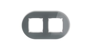 ICON Ramka uniwersalna podwójna okrągła - efekt szkła (ramka: grafitowa spód: grafitowy mat) 28-28-IRSO-2