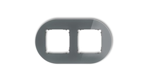 ICON Ramka uniwersalna podwójna okrągła - efekt szkła (ramka: grafitowa spód: grafitowy mat) 28-28-IRSO-2