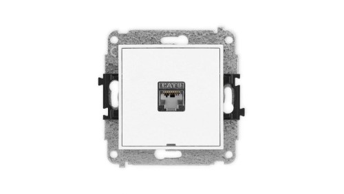ICON Mechanizm gniazda komputerowego pojedynczego 1xRJ45, kat. 6, ekranowane, 8-stykowy, bez pola opisowego biały mat 25IGKBO-5