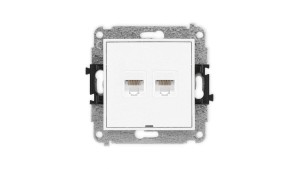 ICON Mechanizm gniazda komputerowego podwójnego 2xRJ45, kat. 5e, 8-stykowy, bez pola opisowego biały IGKBO-2