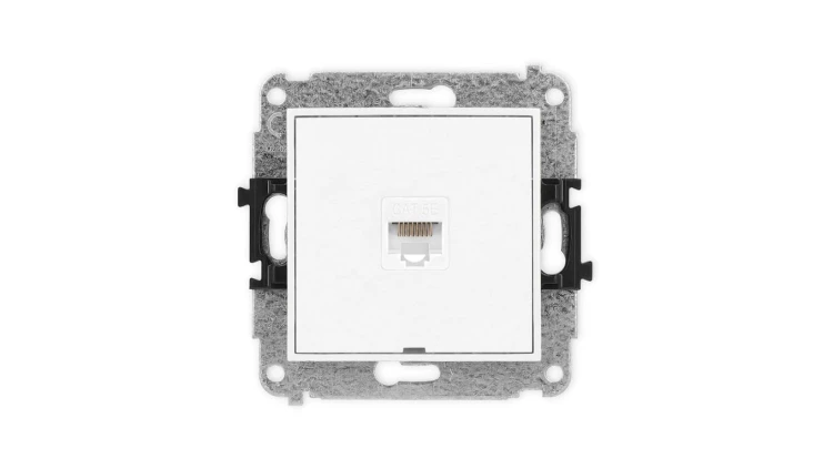 ICON Mechanizm gniazda komputerowego pojedynczego 1xRJ45, kat. 5e, 8-stykowy, bez pola opisowego biały mat 25IGKBO-1