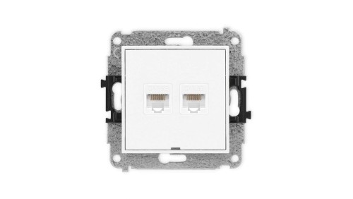 ICON Mechanizm gniazda komputerowego podwójnego 2xRJ45, kat. 5e, 8-stykowy, bez pola opisowego biały mat 25IGKBO-2