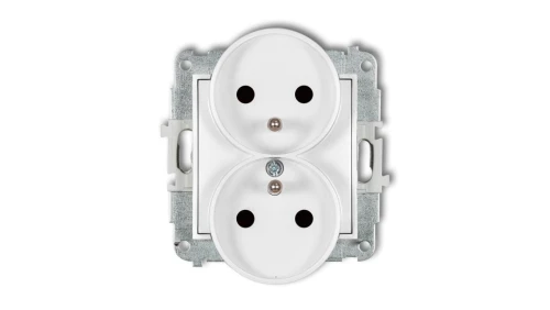 ICON Mechanizm gniazda podwójnego do ramki z uziemieniem 2x(2P+Z) (przesłony torów prądowych) biały mat 25IGPR-2zp