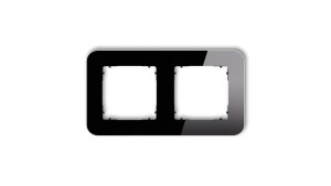 ICON Ramka uniwersalna podwójna zaokrąglona - efekt szkła (ramka: czarna spód: czarny) 12-12-IRSZ-2
