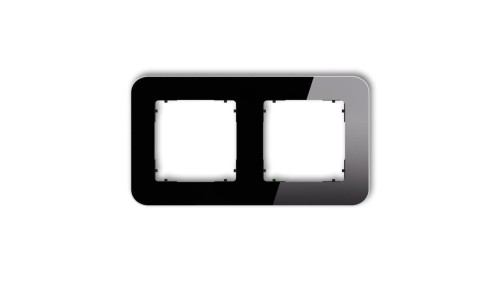 ICON Ramka uniwersalna podwójna zaokrąglona - efekt szkła (ramka: czarna spód: czarny) 12-12-IRSZ-2