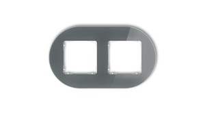ICON Ramka uniwersalna podwójna okrągła - efekt szkła (ramka: grafitowa spód: biały) 28-0-IRSO-2
