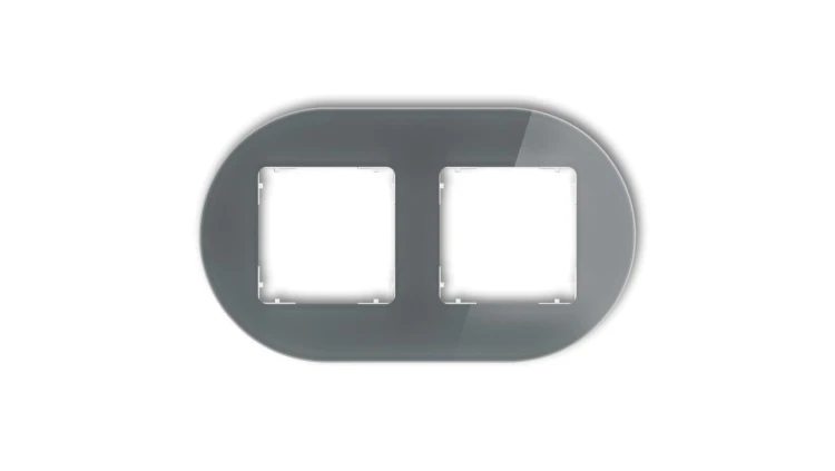 ICON Ramka uniwersalna podwójna okrągła - efekt szkła (ramka: grafitowa spód: biały) 28-0-IRSO-2