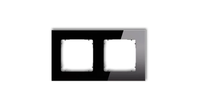 ICON Ramka uniwersalna podwójna kwadratowa - efekt szkła (ramka: czarna spód: grafitowy mat) 12-28-IRSK-2